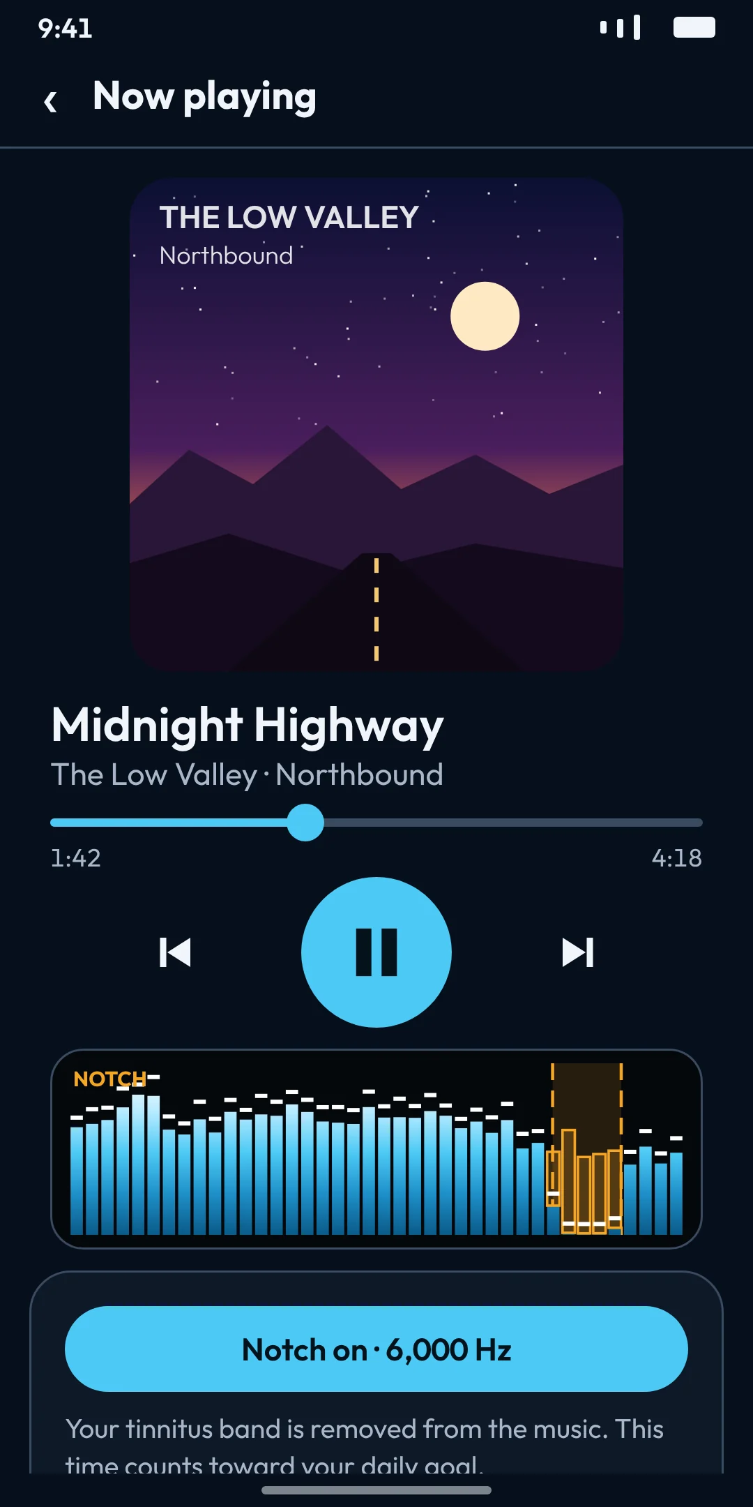 Now playing, notch on